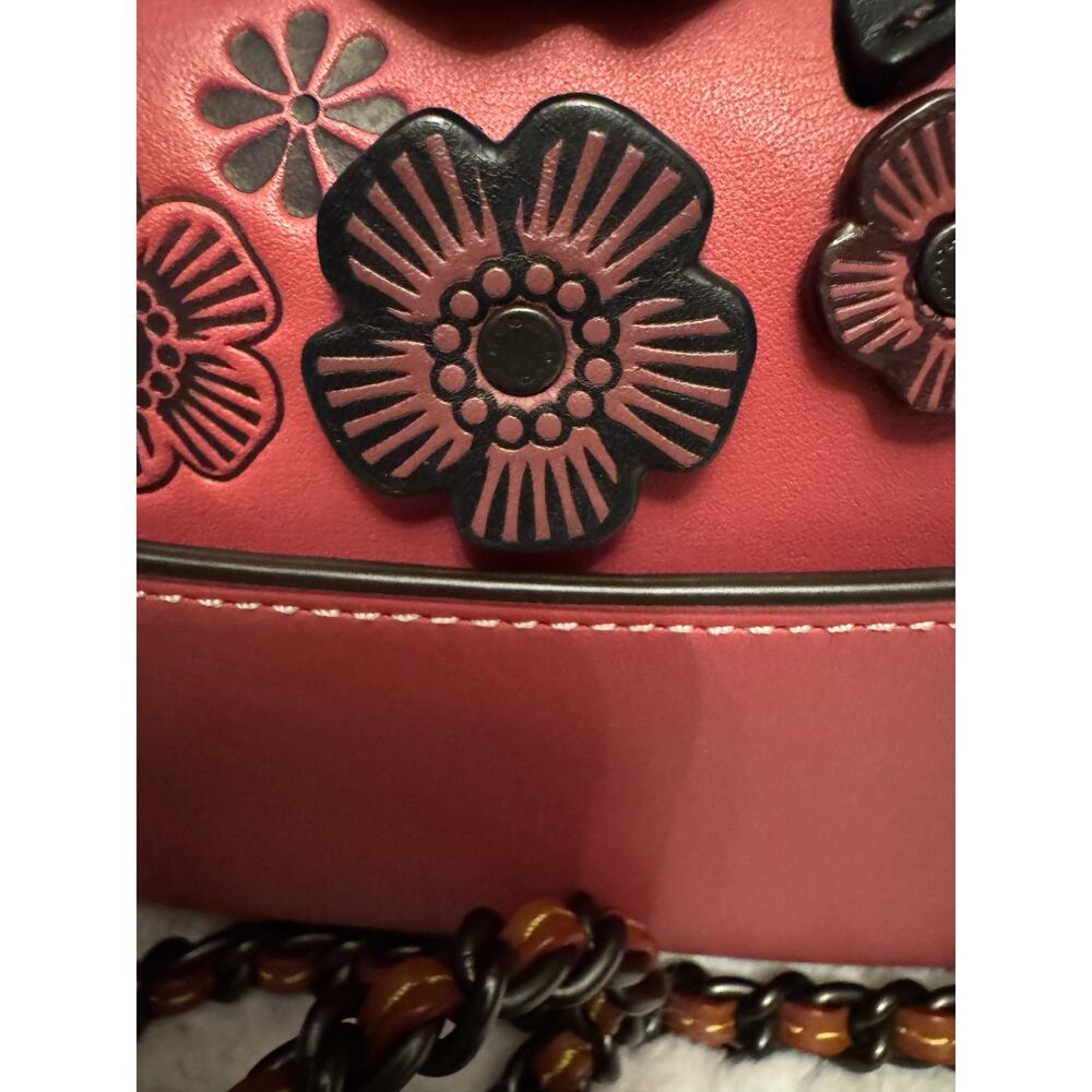 Stunning Pink and Black coach vintage Y2K Tea Rose Applique Dinky purse - Picture 9 of 14